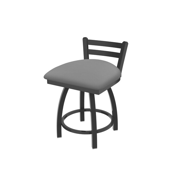 Holland Bar Stool Co 18" Low Back Swivel Vanity Stool, Pewter Finish, Canter Grey Seat - 41118PW007