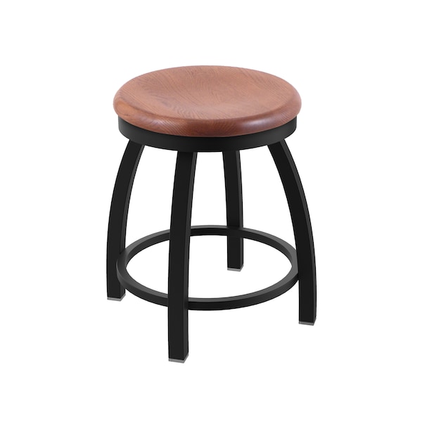 Holland Bar Stool Co 18" Swivel Vanity Stool, Black Wrinkle, Med Oak Seat - 80218BWMEDOAK