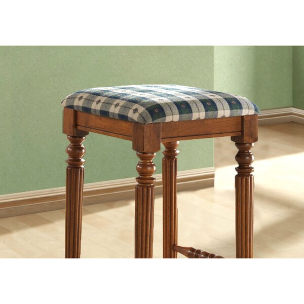 Monarch Specialties Bar Stool, Set Of 2, Bar Height, Wood, Fabric, Brown, Green, Traditional - I 4833