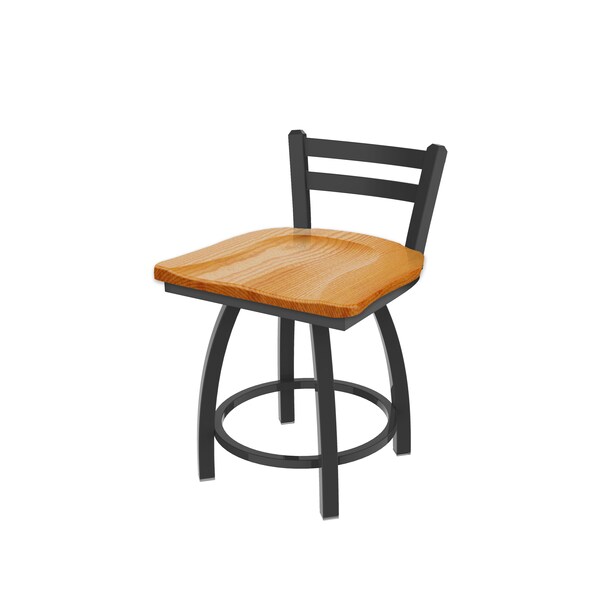 Holland Bar Stool Co 18" Low Back Swivel Vanity Stool, Pewter Finish, Med Oak Seat - 41118PWMEDOAK