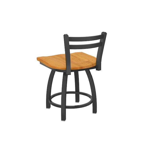 Holland Bar Stool Co 18" Low Back Swivel Vanity Stool, Pewter Finish, Med Oak Seat - 41118PWMEDOAK