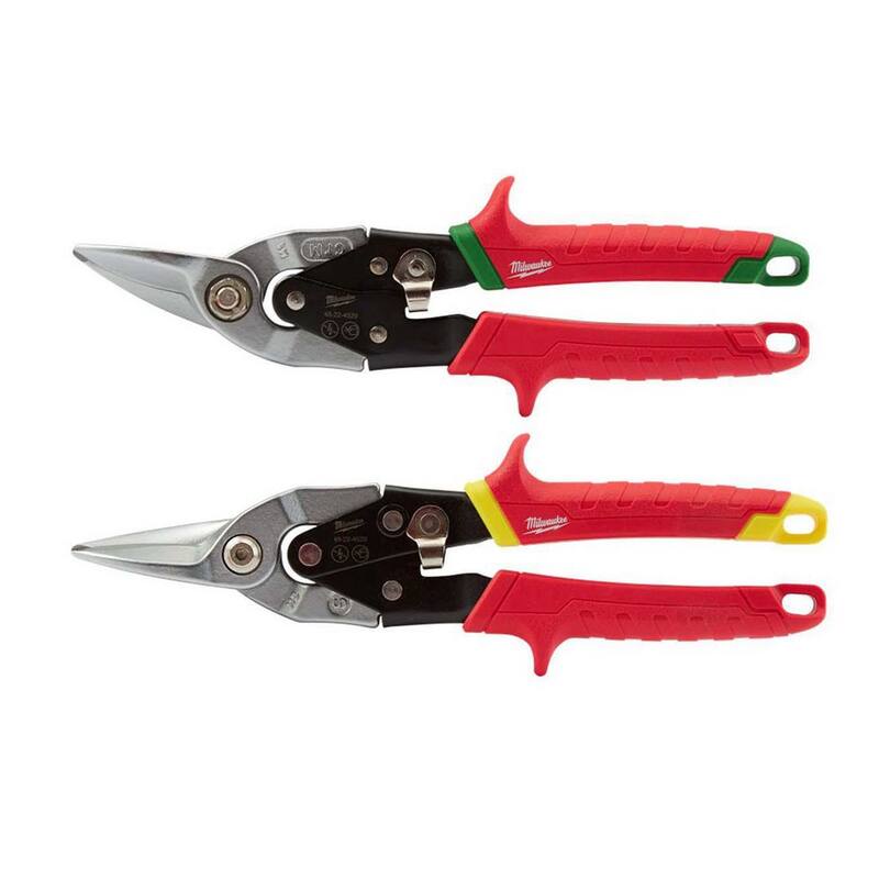 Milwaukee 10 in. Right-Cut Aviation Snips with 10 in. Straight-Cut Aviation Snips - 48-22-4520-48-22-4530