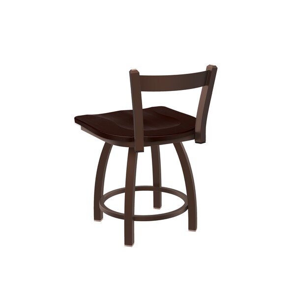 Holland Bar Stool Co 18" Low Back Swivel Vanity Stool, Bronze Finish, Dark Cherry Maple Seat - 82118BZDCMPL