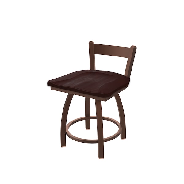 Holland Bar Stool Co 18" Low Back Swivel Vanity Stool, Bronze Finish, Dark Cherry Maple Seat - 82118BZDCMPL