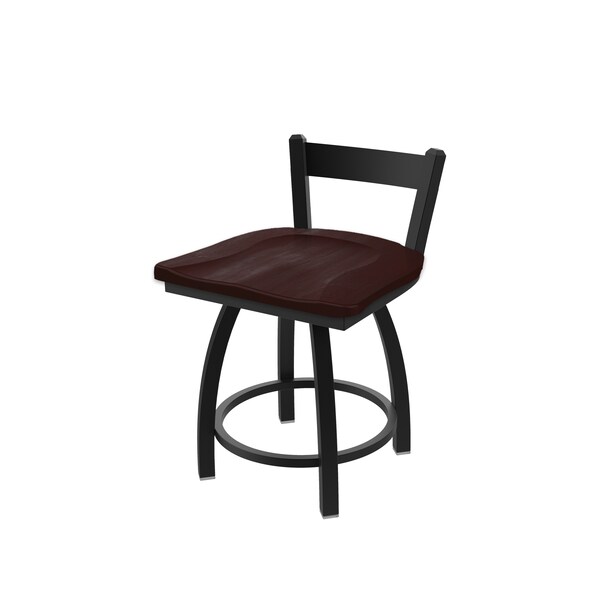 Holland Bar Stool Co 18" Low Back Swivel Vanity Stool, Black Wrinkle, Dark Cherry Maple Seat - 82118BWDCMPL