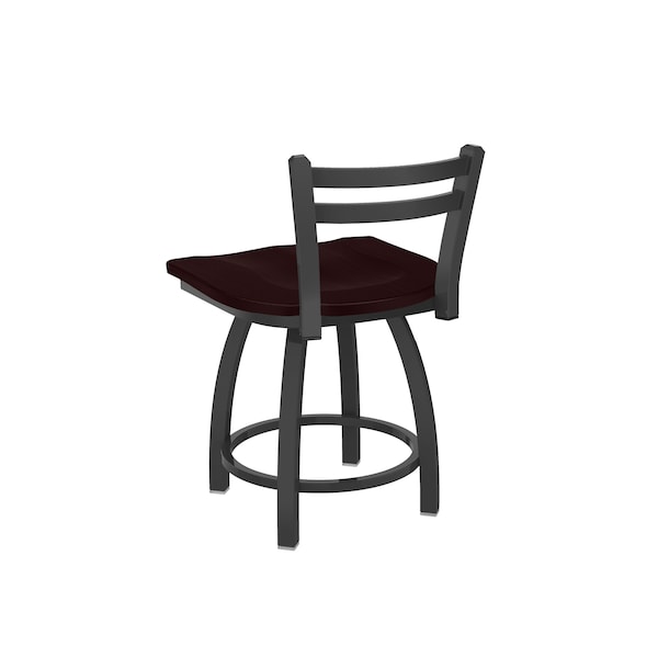 Holland Bar Stool Co 18" Low Back Swivel Vanity Stool, Pewter Finish, Dark Cherry Oak Seat - 41118PWDCOAK