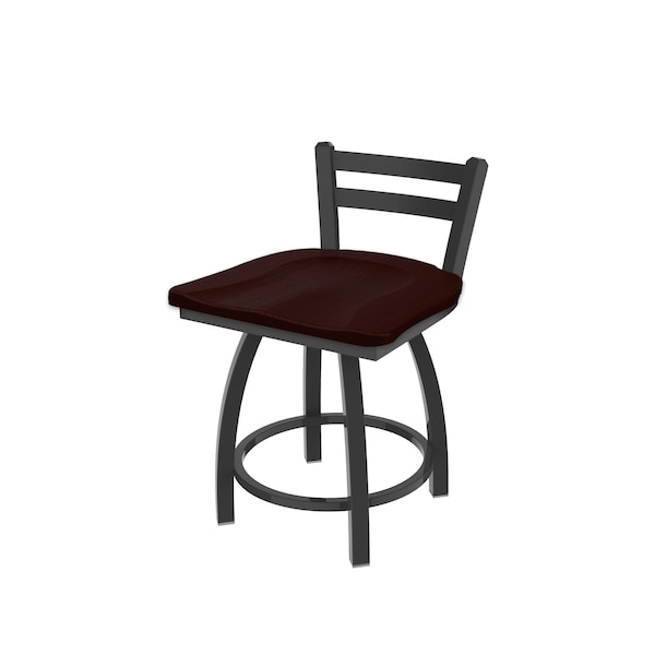 Holland Bar Stool Co 18" Low Back Swivel Vanity Stool, Pewter Finish, Dark Cherry Oak Seat - 41118PWDCOAK