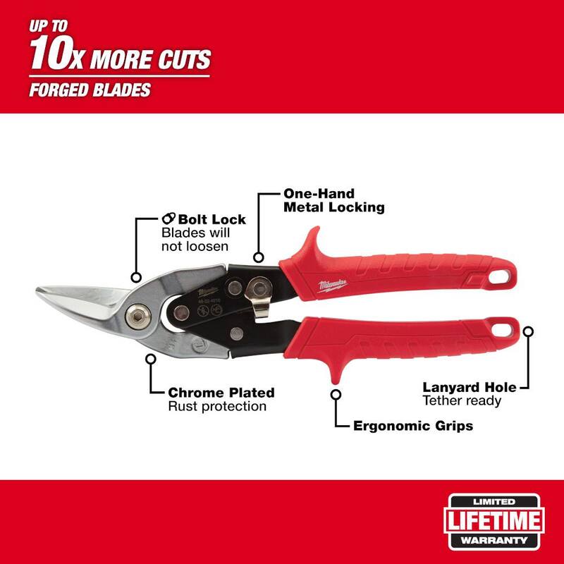 Milwaukee 10 in. Left-Cut Aviation Snips with 10 in. Straight-Cut Aviation Snips - 48-22-4510-48-22-4530