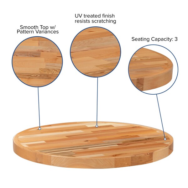 Flash Furniture 30" Round Butcher Block Style Table Top - XU-BB30RD-GG