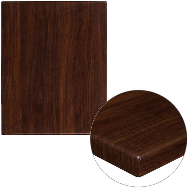 Flash Furniture Walnut Resin Table Top, 24" x 30 - TP-WAL-2430-GG