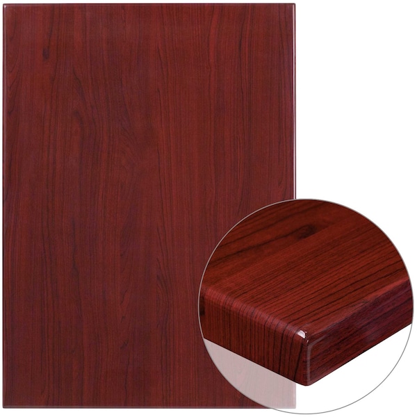 Flash Furniture Mahogany Resin Table Top, 30 x 42 - TP-MAH-3042-GG