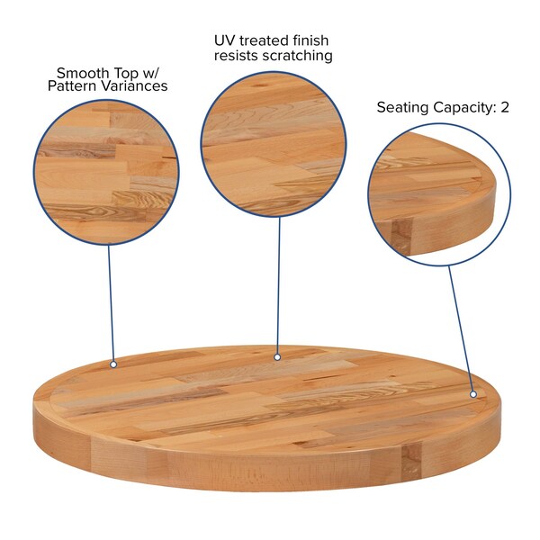 Flash Furniture 24" Round Butcher Block Style Table Top - XU-BB24RD-GG