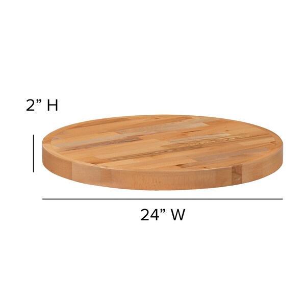 Flash Furniture 24" Round Butcher Block Style Table Top - XU-BB24RD-GG