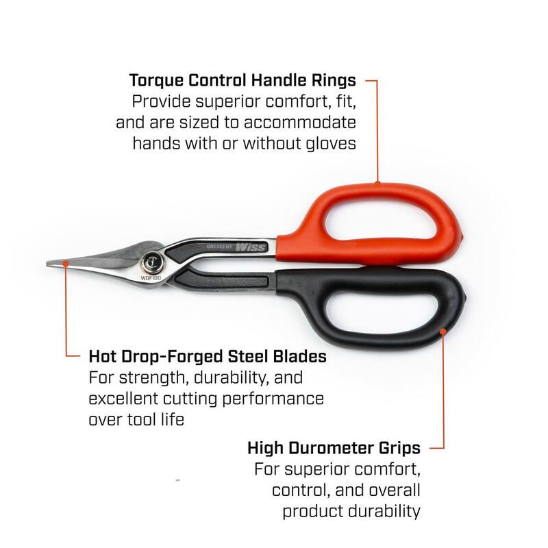 Crescent 12 in. Straight-Cut Duckbill Pattern Drop Forged Tinner Snips - WDF12D