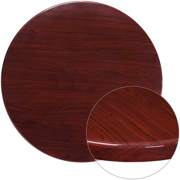 Flash Furniture Round High-Gloss Mahogany Resin Table To - TP-MAH-36RD-GG