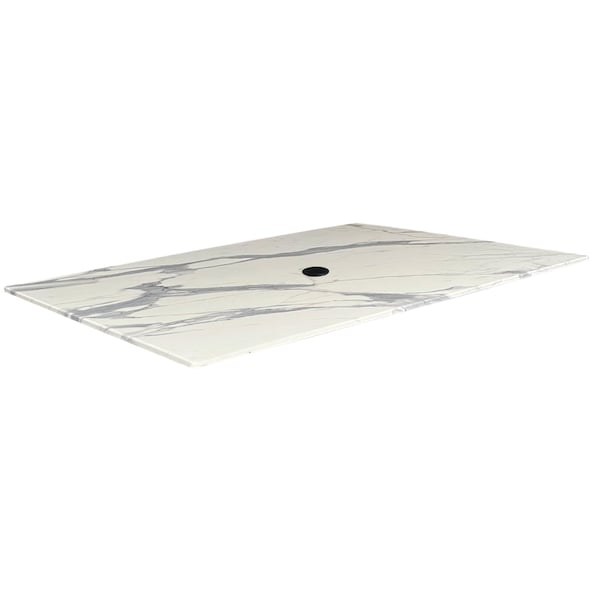 Holland Bar Stool Co 32 x 48 White Marble, IndoorOutdoor AllSeason EuroSlim Table Top with Umbrella Hole by the  Co - ODS3248WMU