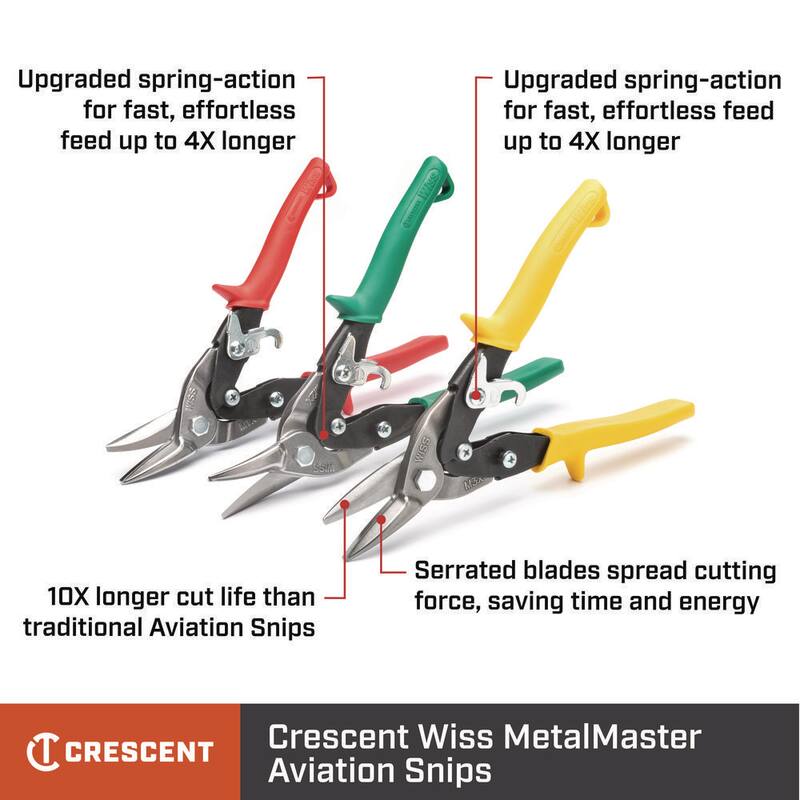 Crescent Wiss 9-3/4in. Compound Action Straight and Right Cut Aviation Snips (6-Piece) - M2R6PCB