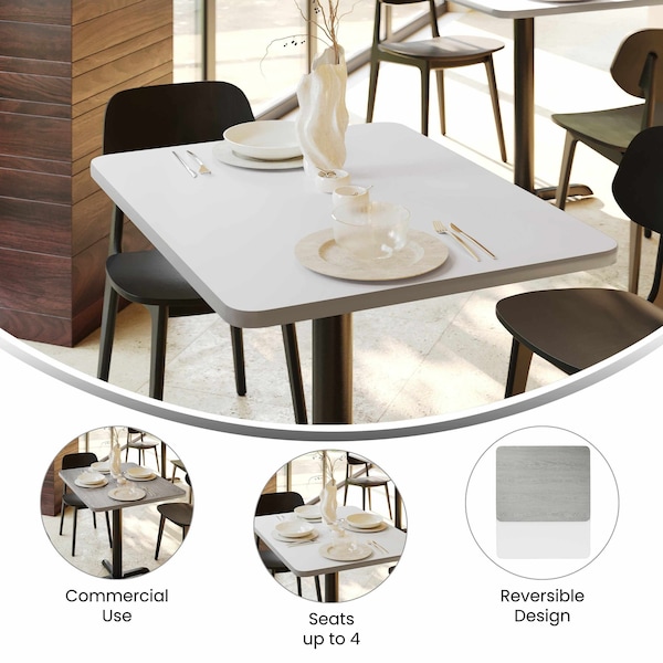 Flash Furniture Glenbrook 24in. x 30in. Rectangular Table Top with White or Gray Reversible Laminate Top - XU-WHGY-2430-GG