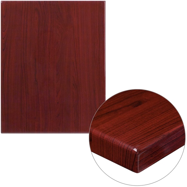 Flash Furniture Rectangle Mahogany Resin Table Top, 24" x 30", 24" X 30" X 2", Red - TP-MAH-2430-GG