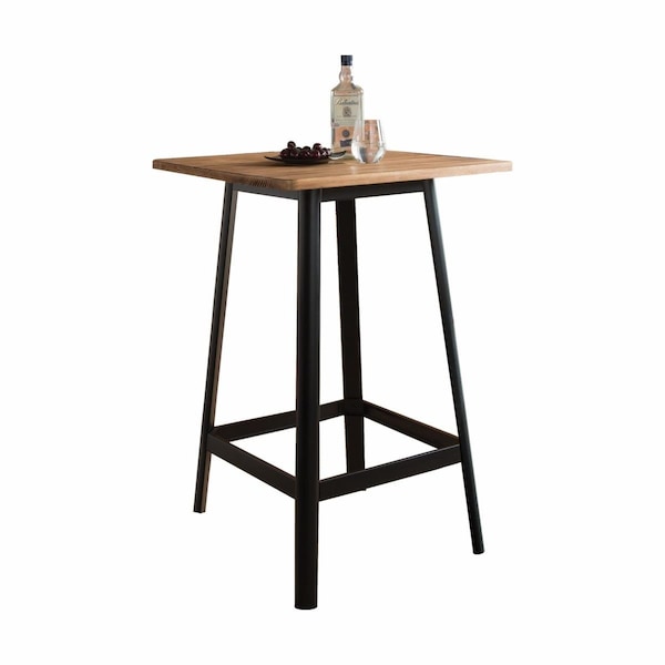 Gfancy Fixtures 28 x 28 x 41 in. Square High Top Bar Table Natural & Black - GF3094890