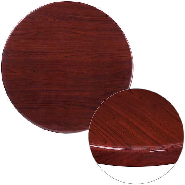 Flash Furniture Round High-Gloss Mahogany Resin Table To - TP-MAH-30RD-GG