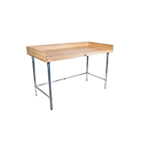Bk Resources Hard Maple Bakers Top Table, Stainless Open Base, Oil Finish 72"Lx36"W - MBTSOB-7236