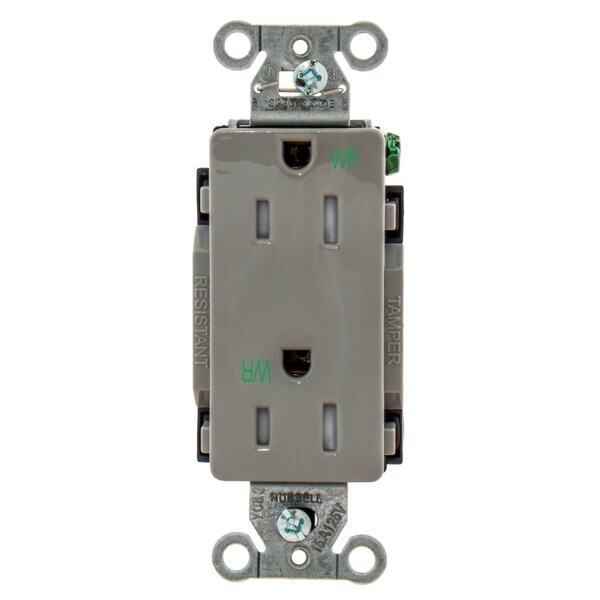 Hubbell Wiring Device-Kellems Commercial Specification Grade Style Line Decorator Duplex Receptacles - DR15GRYWRTR