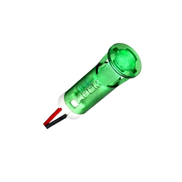 Apem Inc. Indicadores montados en panel de LED de 12 mm con cables Verde Brillante 110Vac - QS123XXHG110