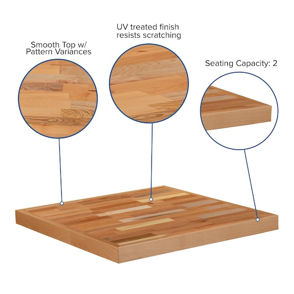 Flash Furniture 24" Square Butcher Block Style Table Top - XU-BB24SQ-GG