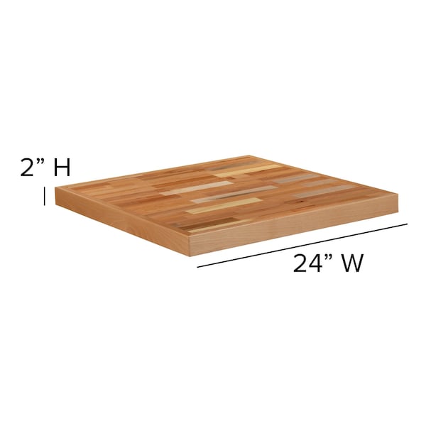 Flash Furniture 24" Square Butcher Block Style Table Top - XU-BB24SQ-GG
