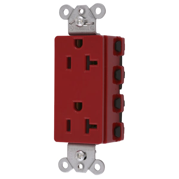 Hubbell Wiring Device-Kellems Straight Blade Devices, Receptacles, Style Line Decorator Duplex, SNAPConnect, 20A 125V, 2-Pole 3-Wire Grounding, 5- 15R, Nylon, Red, USA. - SNAP2162RNA