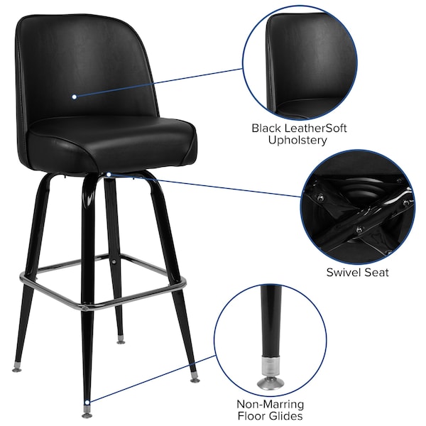 Flash Furniture Metal Barstool w/Swivel Bucket Seat - XU-F-125-GG