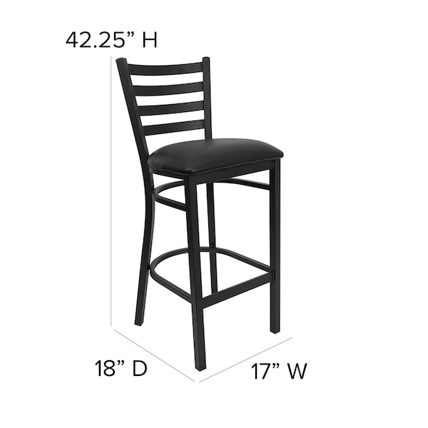 Flash Furniture 30" Ladder Back Restaurant Stool - XU-DG697BLAD-BAR-BLKV-GG