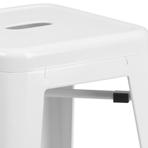 Flash Furniture 30" High No Back White Metal Barstool Square Seat - CH-31320-30-WH-GG