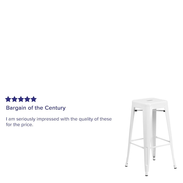 Flash Furniture 30" High No Back White Metal Barstool Square Seat - CH-31320-30-WH-GG