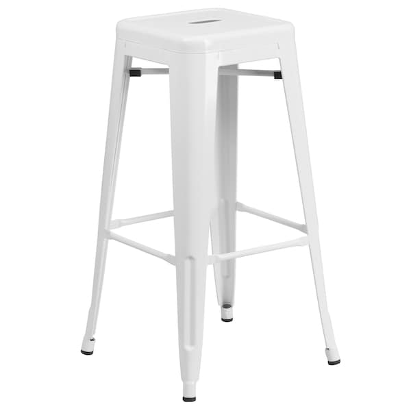 Flash Furniture 30" High No Back White Metal Barstool Square Seat - CH-31320-30-WH-GG