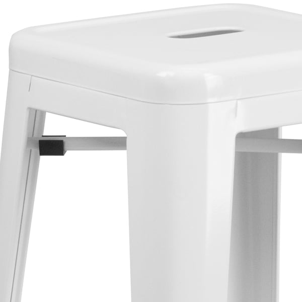 Flash Furniture 30" High No Back White Metal Barstool Square Seat - CH-31320-30-WH-GG