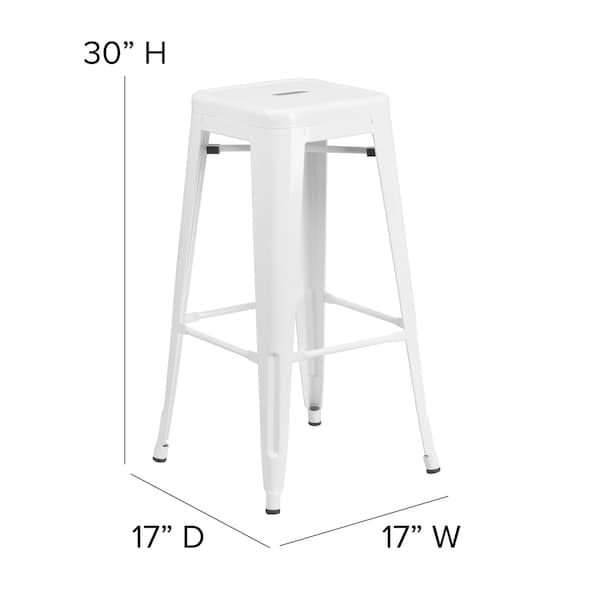 Flash Furniture 30" High No Back White Metal Barstool Square Seat - CH-31320-30-WH-GG