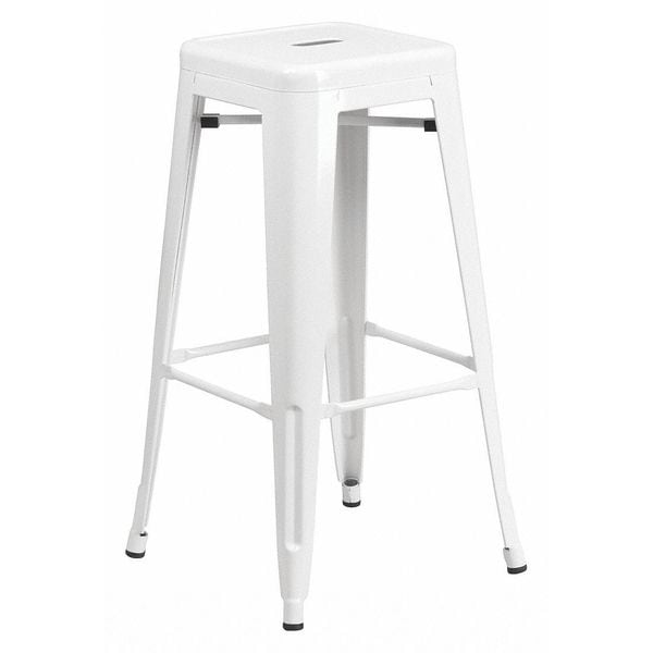 Flash Furniture 30" High No Back White Metal Barstool Square Seat - CH-31320-30-WH-GG