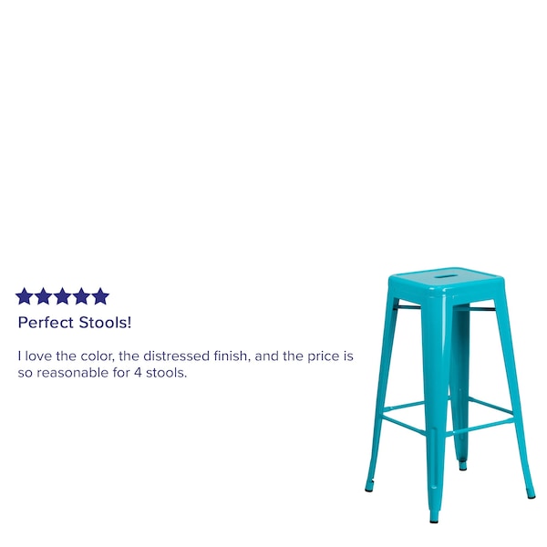 Flash Furniture 30" High Backless Crystal Teal-Blue Barstool - ET-BT3503-30-CB-GG
