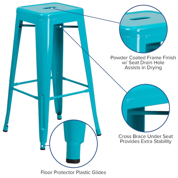 Flash Furniture 30" High Backless Crystal Teal-Blue Barstool - ET-BT3503-30-CB-GG