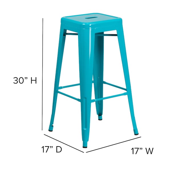 Flash Furniture 30" High Backless Crystal Teal-Blue Barstool - ET-BT3503-30-CB-GG