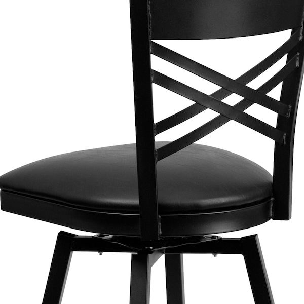 Flash Furniture Swivel Batstool, X Back, Black Seat - XU-6F8B-XSWVL-BLKV-GG