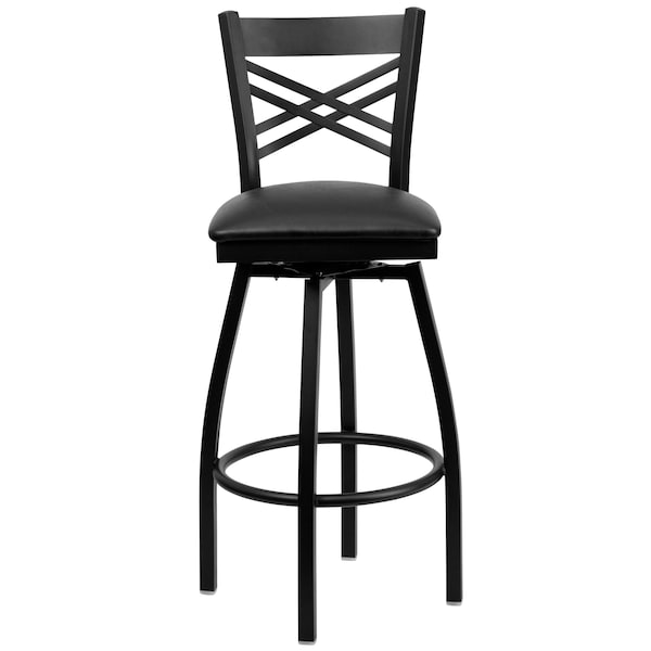 Flash Furniture Swivel Batstool, X Back, Black Seat - XU-6F8B-XSWVL-BLKV-GG