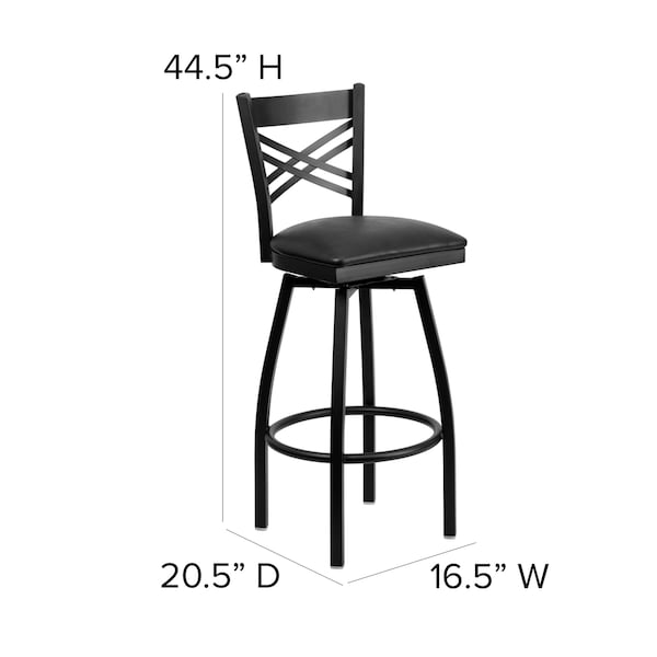Flash Furniture Swivel Batstool, X Back, Black Seat - XU-6F8B-XSWVL-BLKV-GG