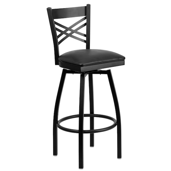 Flash Furniture Swivel Batstool, X Back, Black Seat - XU-6F8B-XSWVL-BLKV-GG