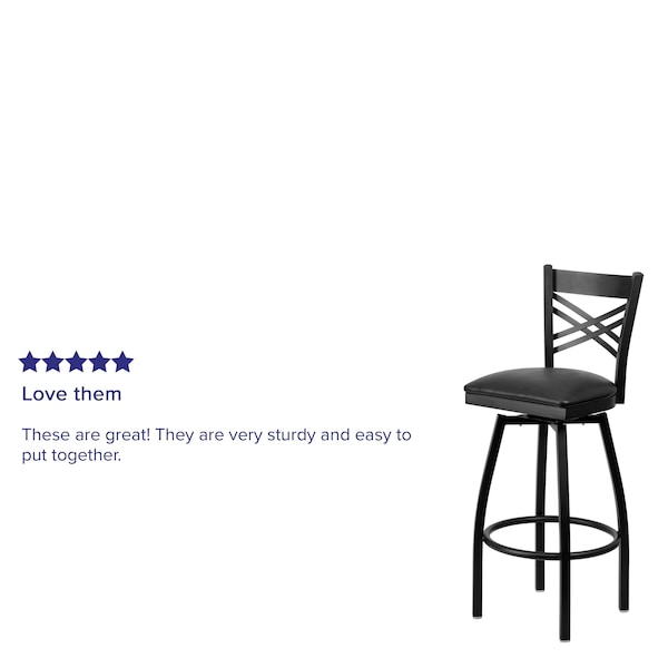 Flash Furniture Swivel Batstool, X Back, Black Seat - XU-6F8B-XSWVL-BLKV-GG