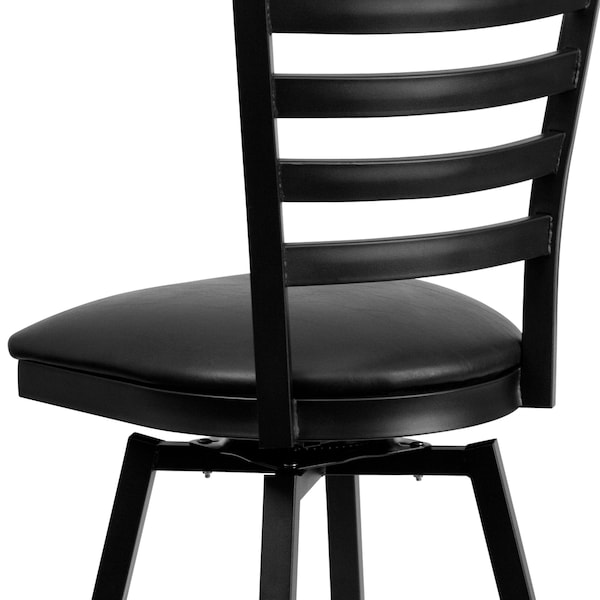 Flash Furniture 32" Black Ladder Back Swivel Metal Barstool - XU-6F8B-LADSWVL-BLKV-GG