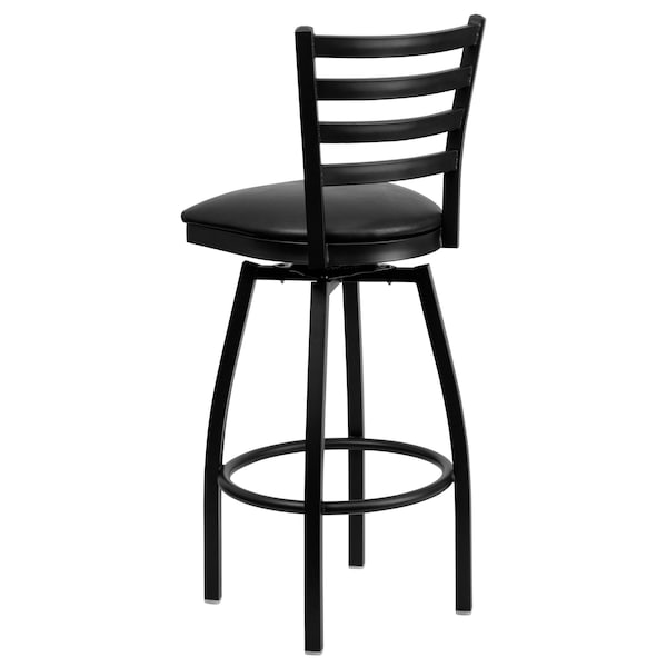 Flash Furniture 32" Black Ladder Back Swivel Metal Barstool - XU-6F8B-LADSWVL-BLKV-GG