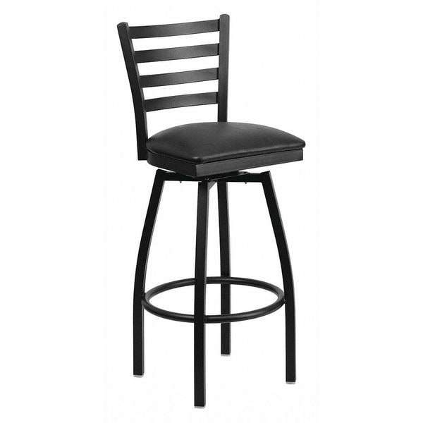 Flash Furniture 32" Black Ladder Back Swivel Metal Barstool - XU-6F8B-LADSWVL-BLKV-GG